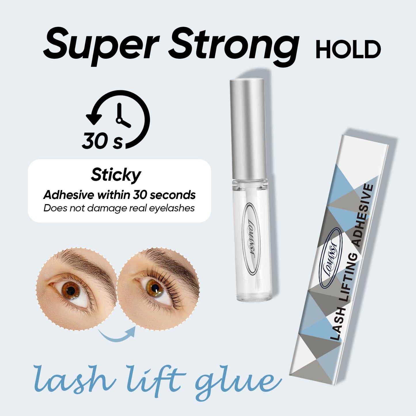 Lomansa Lash Lift Glue 2PCS, Eyelash Lift Glue Adhesive for Perming Rods, Strong Hold for Lash Lift & Brow Lamination at Home or Salon