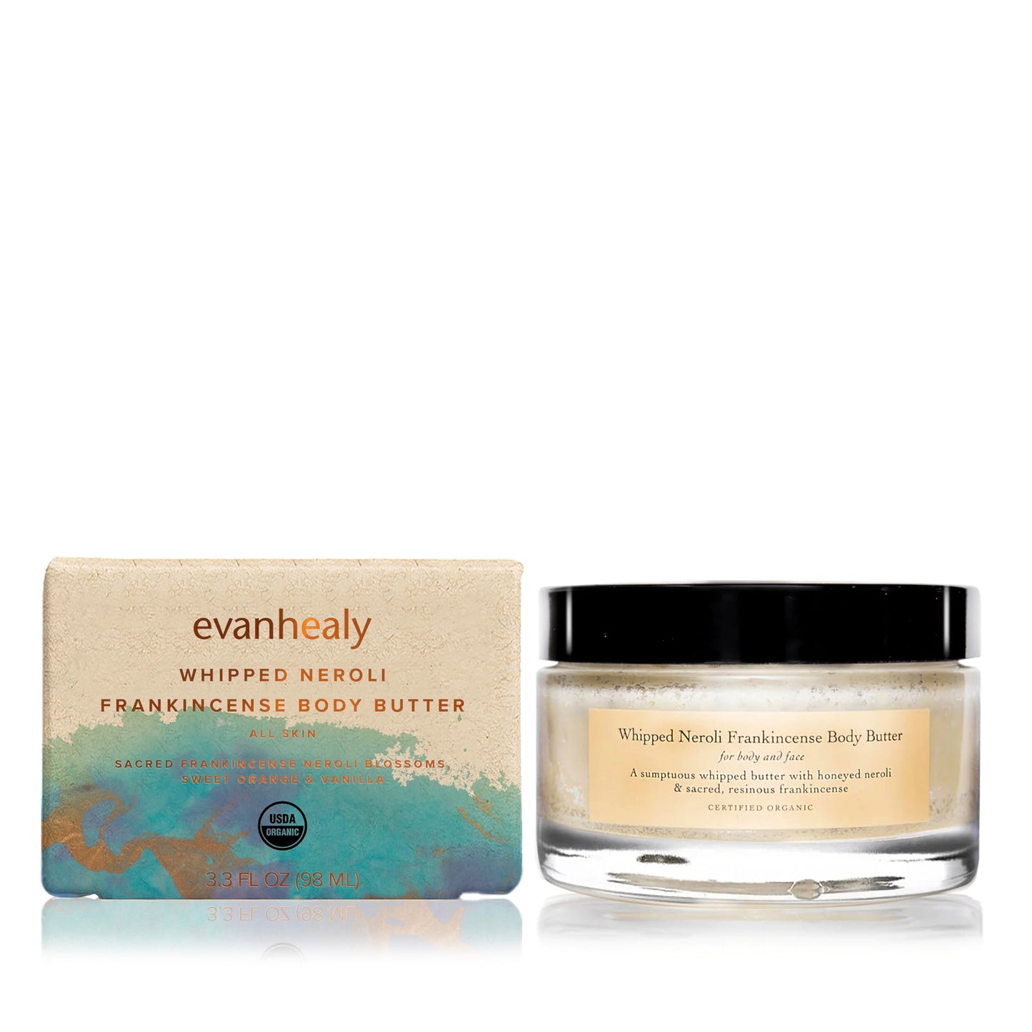 evanhealy Whipped Neroli Frankincense Body Butter | Organic Shea with Silky Plant Oils to Soften & Moisturize All Skin | For Face and Body