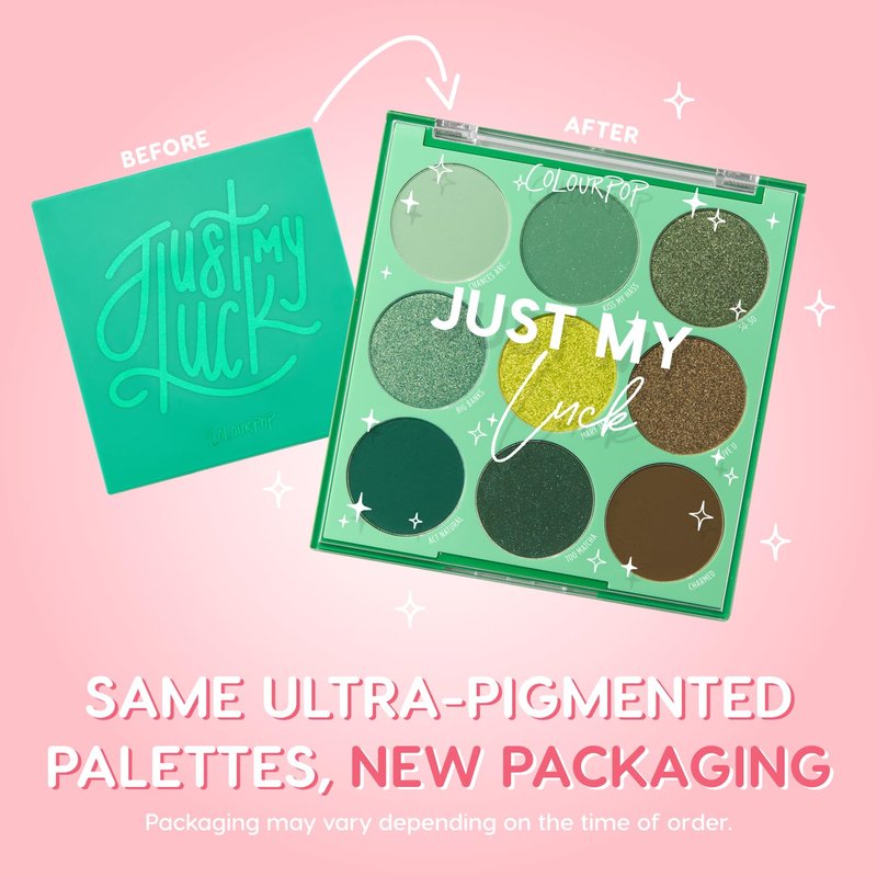 ColourPop Just My Luck Green Eyeshadow Palette - High-Pigment Matte & Metallic Shades | 0.3 oz