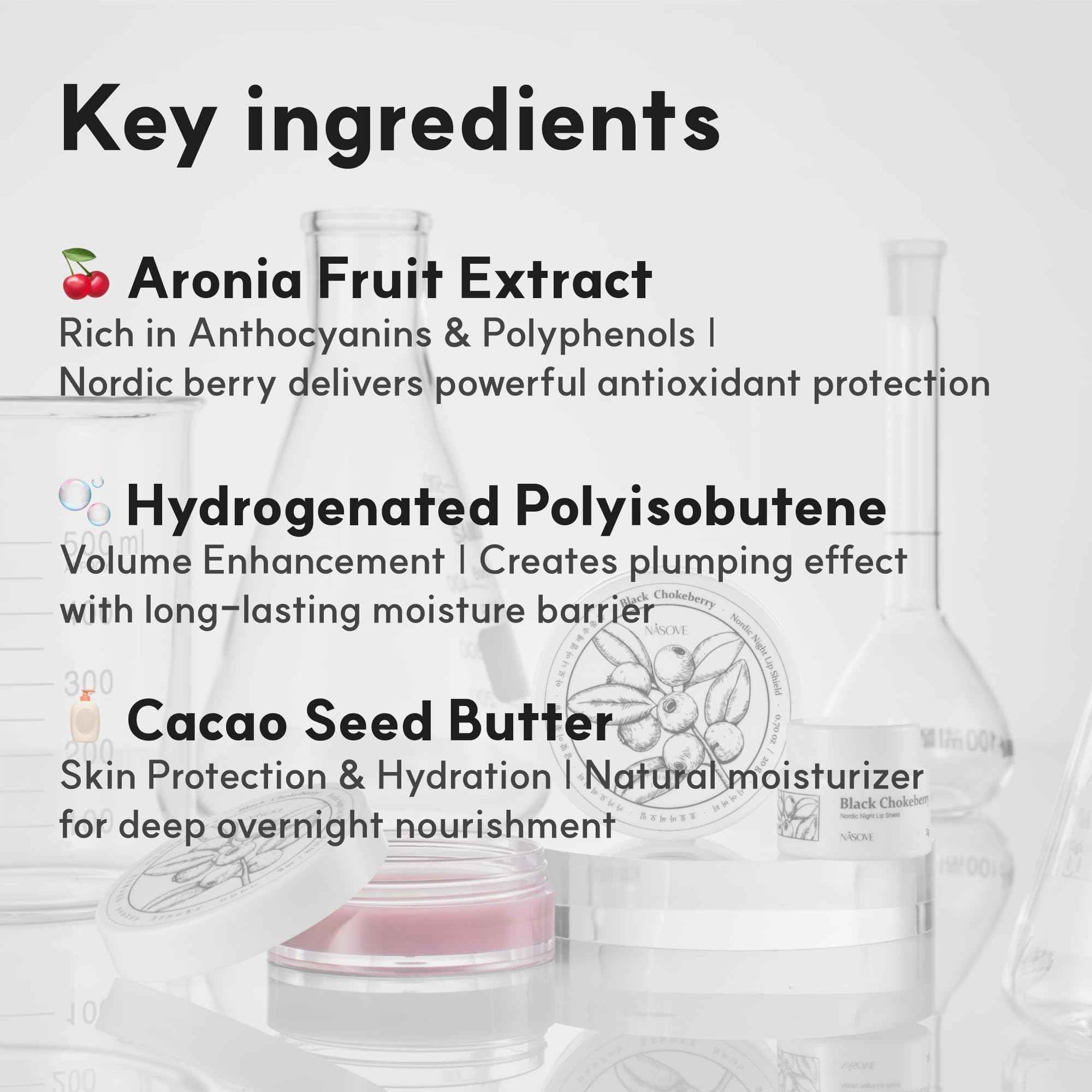 NÅSOVE Black Chokeberry Nordic Night Lip Shield - Lip Butter, 8hrs Intensive Care with Aronia fruit extract, Nourishing & Moisture Hydrating Overnight, Korean Skin Care, 0.72 fl.oz