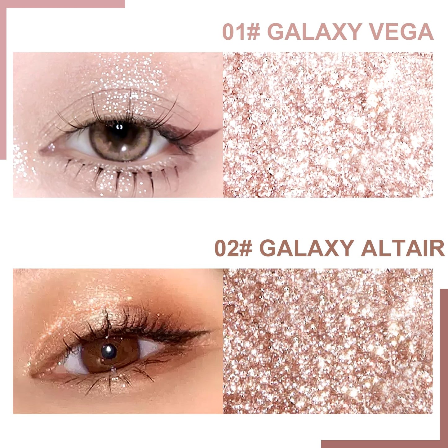 Jutqut Single Shimmer Glitter Eyeshadow Palette - Pearl White Sparkle Diamond Cream Eye Shadow Compact, Long-Lasting Shimmery Eye Makeup and Highlight - Vegan Formula, 01# GALAXY VEGA