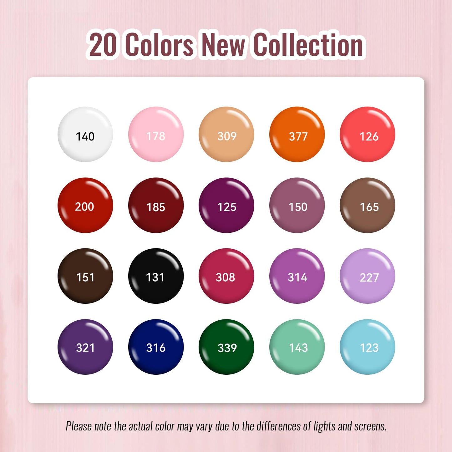 phoenixy 24Pcs Gel Nail Polish Set, 20 Colors Purple Red Burgundy Brown Dark Gel Polish with Base & Glossy, Matte, Glitter Top Coat Soak off Gel Polish Kit Gifts for Women Girls Nail Salon at Home