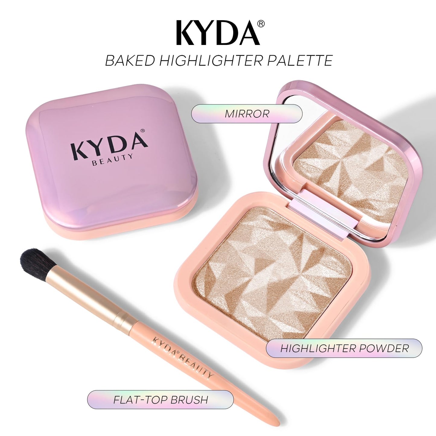 High Glossy Face Highlighter Palette, Luminous Face Illuminator Palette, Natural Glow Finish, Pearl Shimmer Smooth Baked Powder for a Radiant Glow, Lasting Sparkling Highlighter Makeup- SUN GLOW