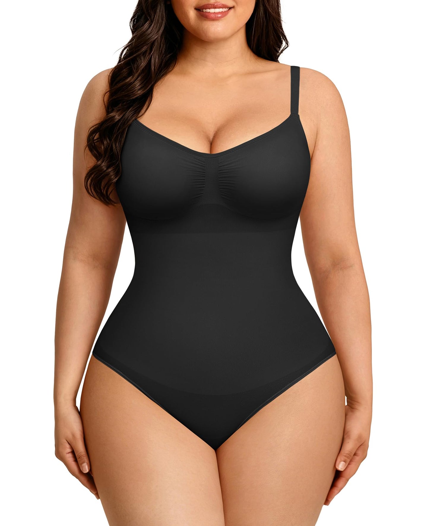 FeelinGirl Body Shaper Tummy Control Shapewear Bodysuit for Women Seamless Shaper Black M-L