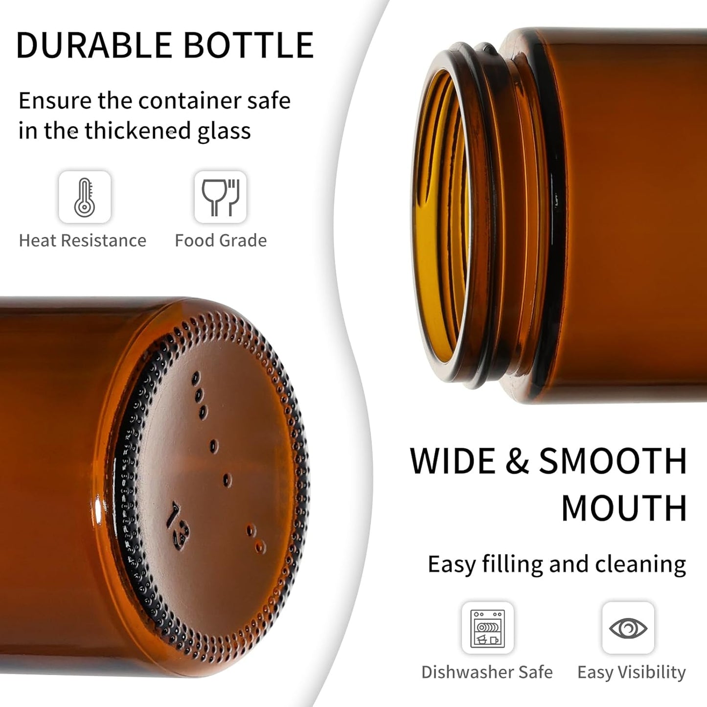 KEYWING 2oz Amber Glass Cosmetic Jars - 35 Pack Round Containers with Black Lids for Creams, Lotions, and Powders