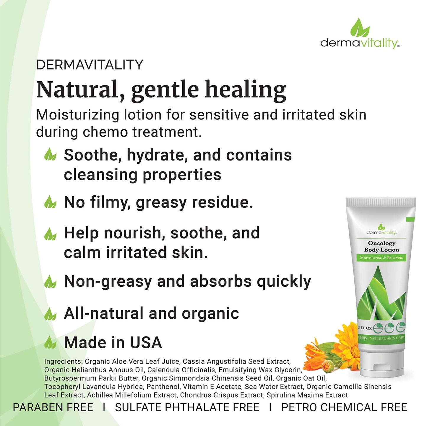 UltimateVitality Oncology Cream for Chemo Patients - Natural Organic Chemo Lotion, Paraben and Pthalate Free Moisturizing Lotion for Sensitive and Irritated Skin - 6 Ounces