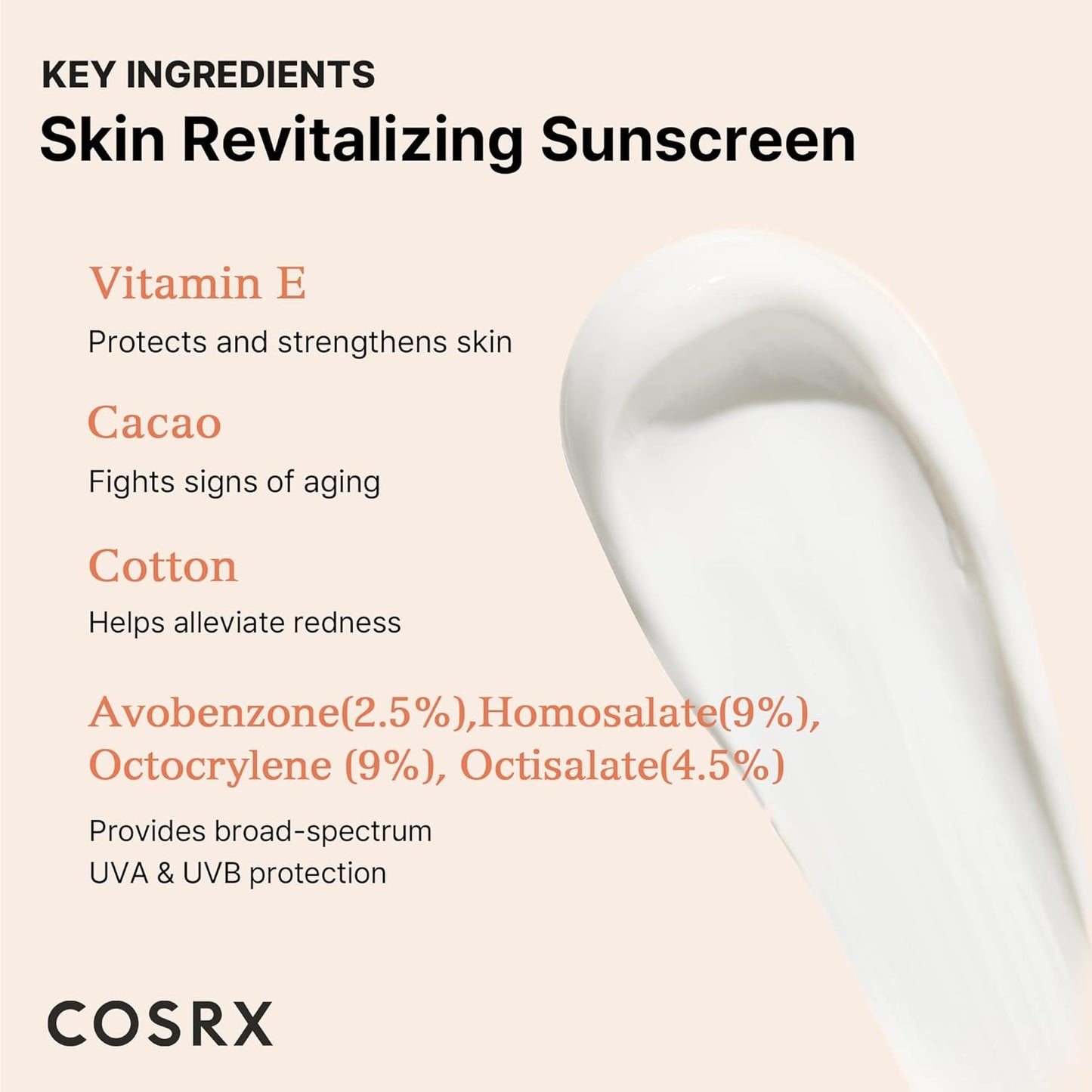 COSRX Vitamin E Face Sunscreen SPF 50 | Discoloration Care with 2% Alpha Arbutin