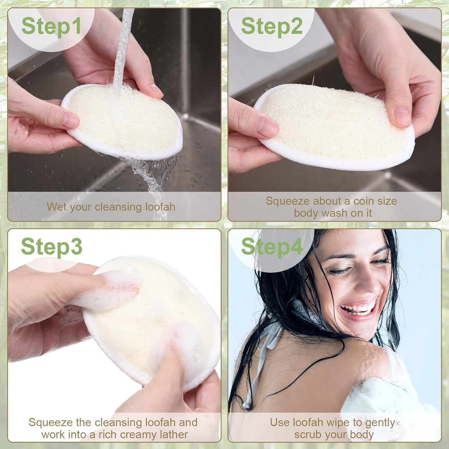 Exfoliating Loofah Pad - 50 Natural Luffa Scrubber Sponges for Men & Women | Bath & Shower Essential