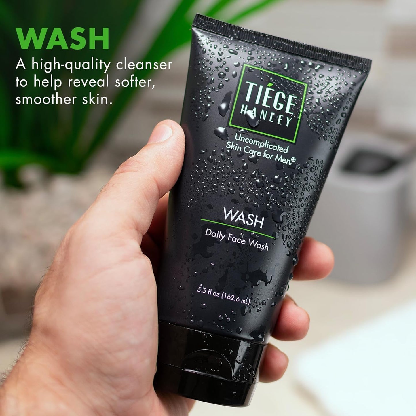 Tiege Hanley Daily Face Wash for Men - Gentle Fragrance-Free Cleanser with Jojoba Oil & Aloe | 5.5 Fl Oz