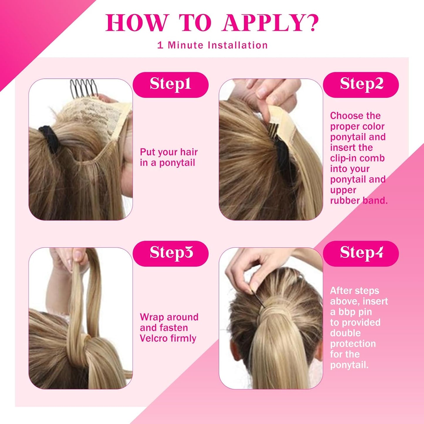 Real Human Hair Ponytail Extensions - 80g Clip-In Straight Hair for Women | Brunette Dark Brown, 14 Inch