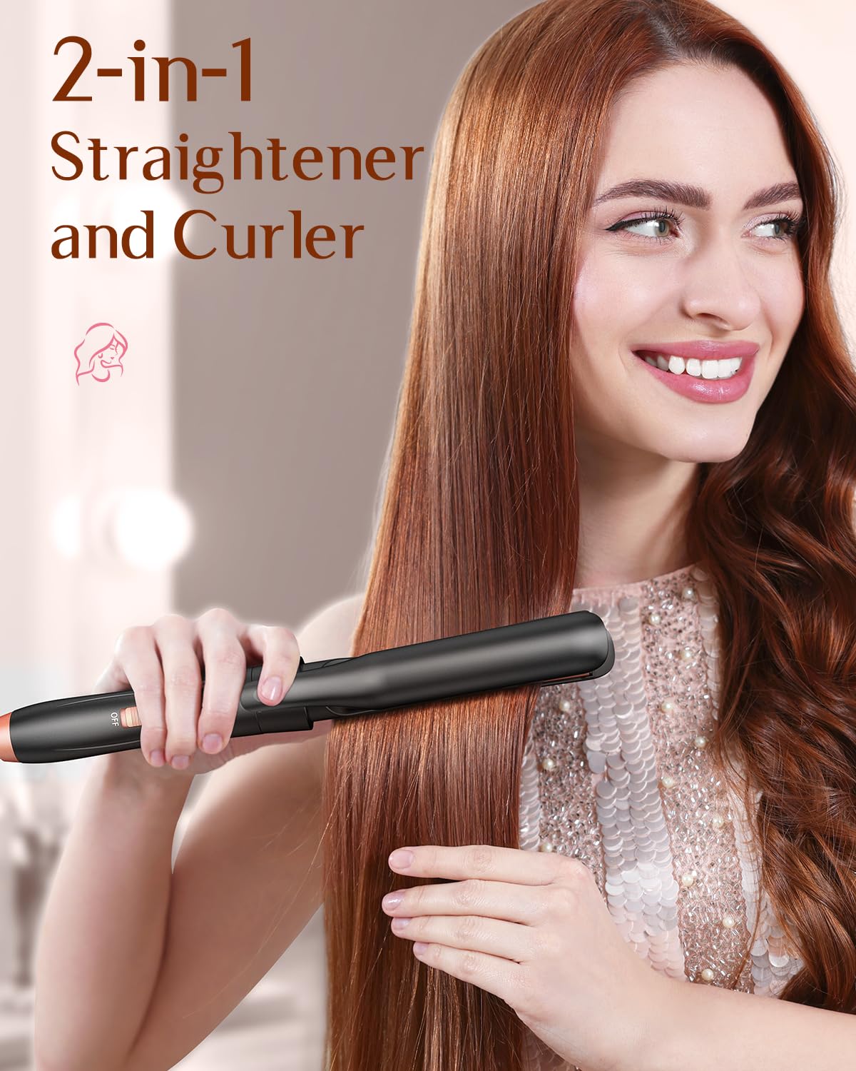 5 in 1 Wand Curling Iron-Kinked Curling Wand Set with Flat Iron Hair Straightener, 3 Barrels Hair Crimper, 3 Ceramic Curling Irons (0.35"-1.25"), 2 Temps Fast Heat Hair Waver Curler, Black