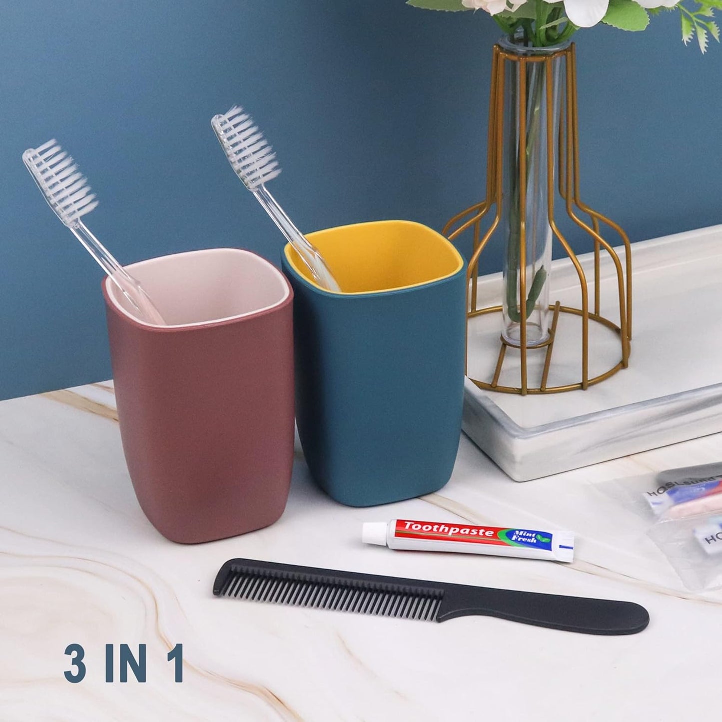 Disposable Toothbrushes & Dental Floss Picks Bundle - 50 Toothbrushes + 150 Floss Picks | Individually Wrapped