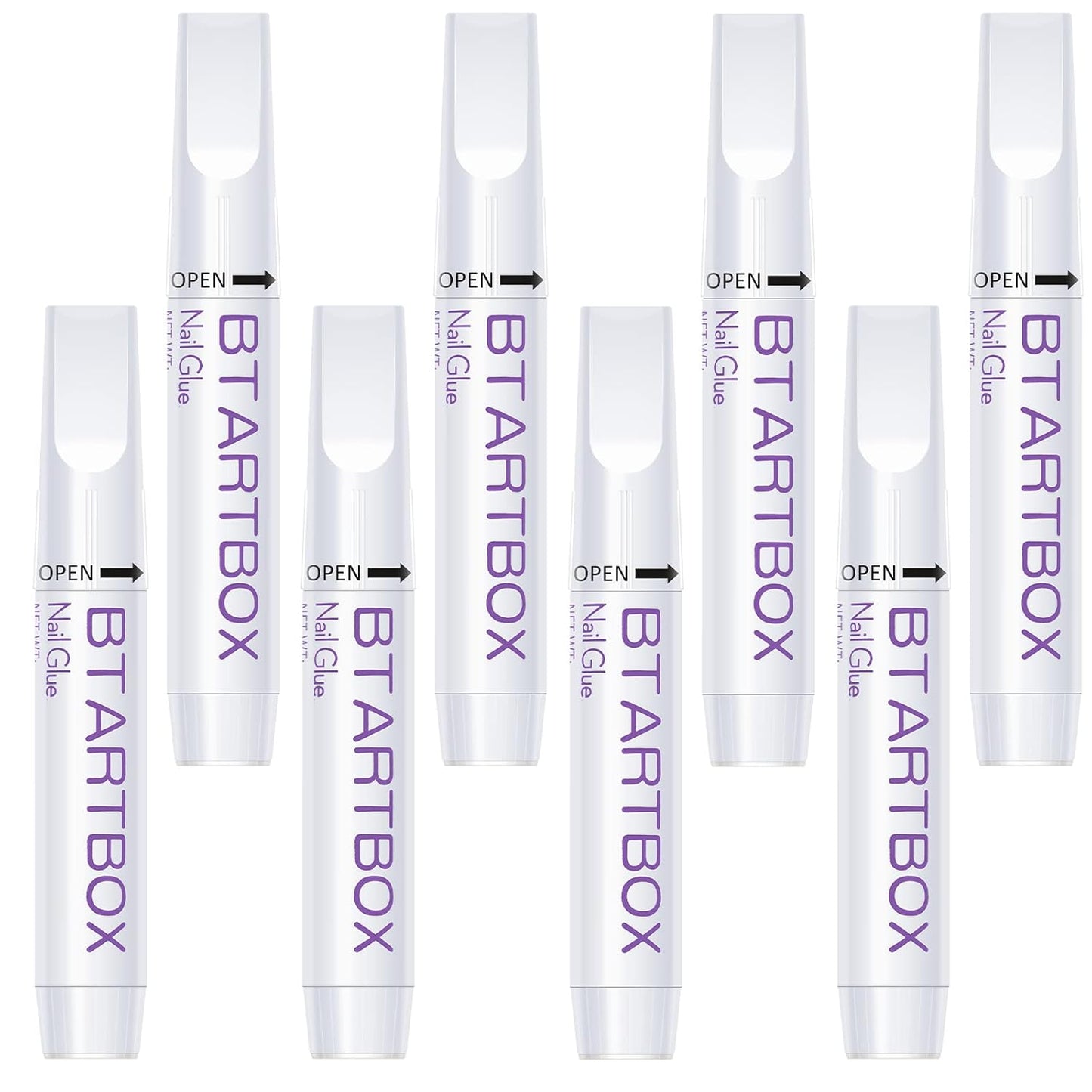 Nail Glue for Acrylic Nails - Nail Glue for Press On Nails, 8 Pcs BTArtbox Adhesive Super Bond for Fake Nails Tips Long Lasting, 0.07 oz