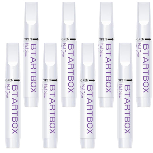 Nail Glue for Acrylic Nails - Nail Glue for Press On Nails, 8 Pcs BTArtbox Adhesive Super Bond for Fake Nails Tips Long Lasting, 0.07 oz
