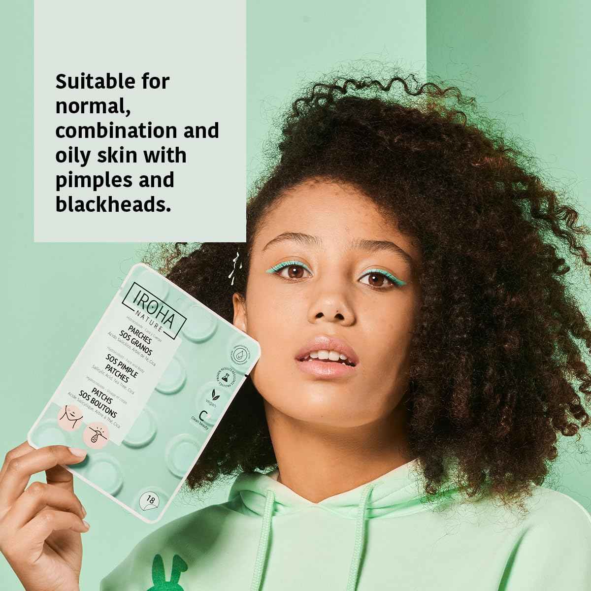 IROHA NATURE Hydrocolloid Pimple Patches with Salicylic Acid (90 Count - Pack of 5), Tea Tree & Centella Asiatica | Reduces Pimples Quickly and Effectively in 8h | Acne Patches