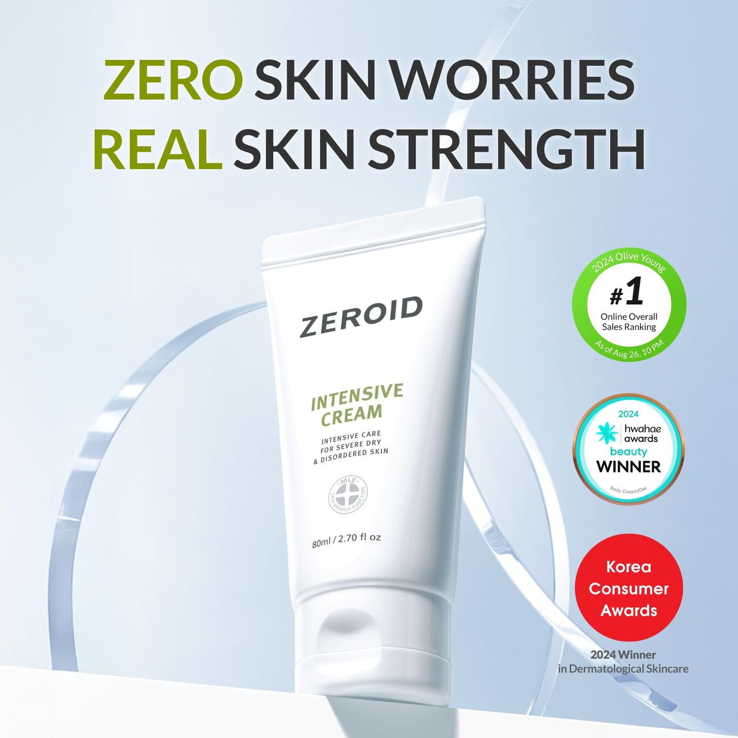 ZEROID | Intensive Cream | Face Moisturizer for Dry & Disordered Skin | Face Cream for Sensitive Skin | Face Lotion For Skin Barrier Repair | Korean Skincare | Korean Moisturizer | 2.7 fl oz (80ml)