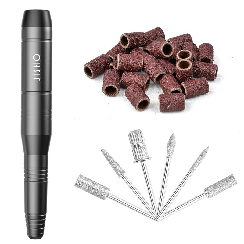 Portable Electric Nail Drill - 15000 RPM Cordless Nail File | 7-in-1 Acrylic Nail Kit for Beginners & Professionals - Light Gray