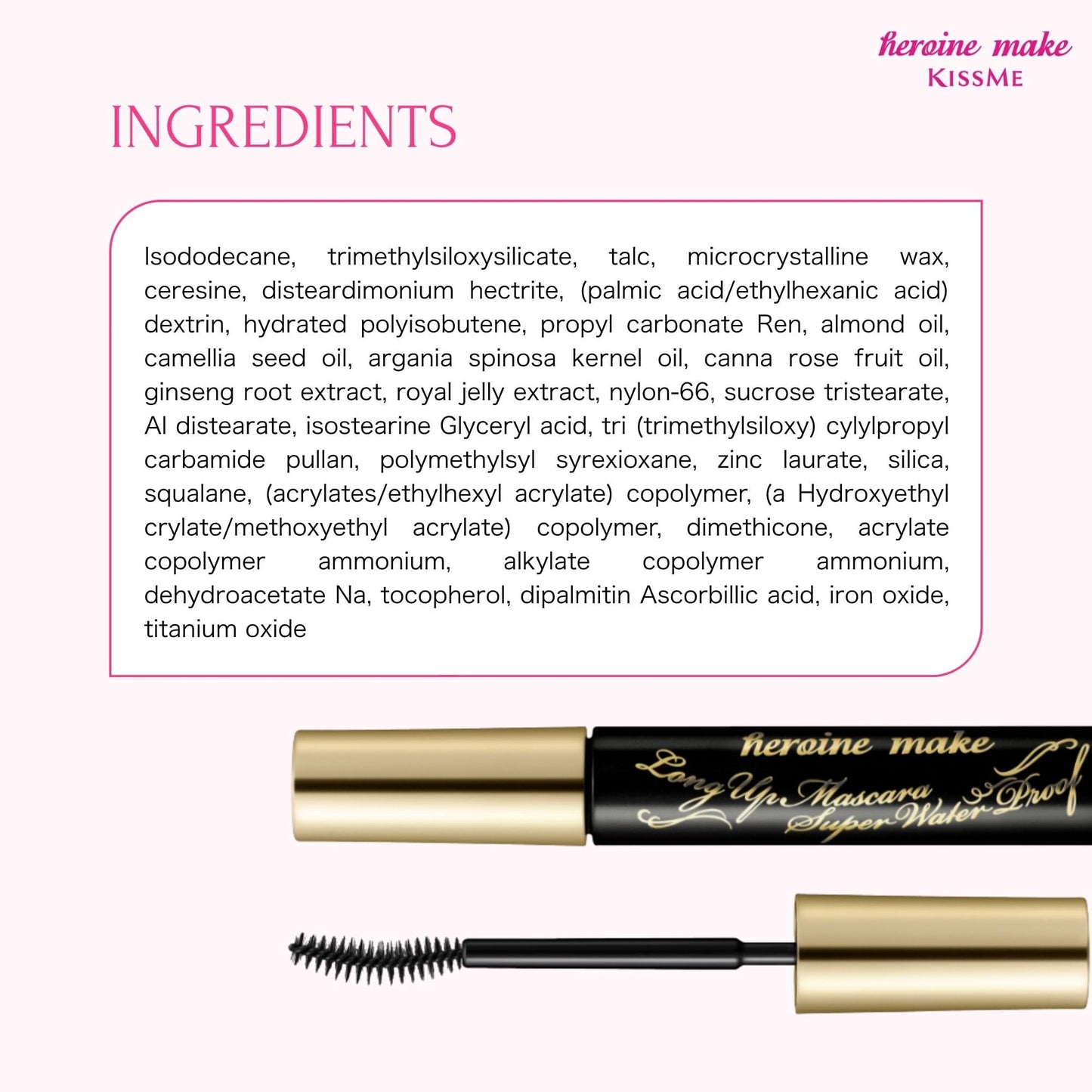 Heroine Make by KissMe Waterproof Mascara Black | Volumizing, Lengthening & Smudge-Proof Formula | Waterproof Mascara for Long-Lasting Curl & Volume | Made in Japan | 3 Pack