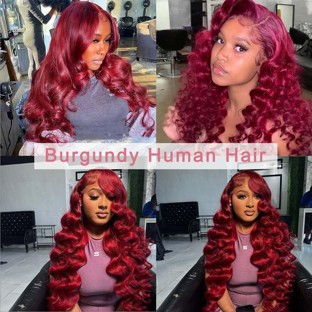 Burgundy Bundles Human Hair Body Wave 18 Inch Bundle Brazilian Hair Wine Red Body Wave Human Hair Extensions