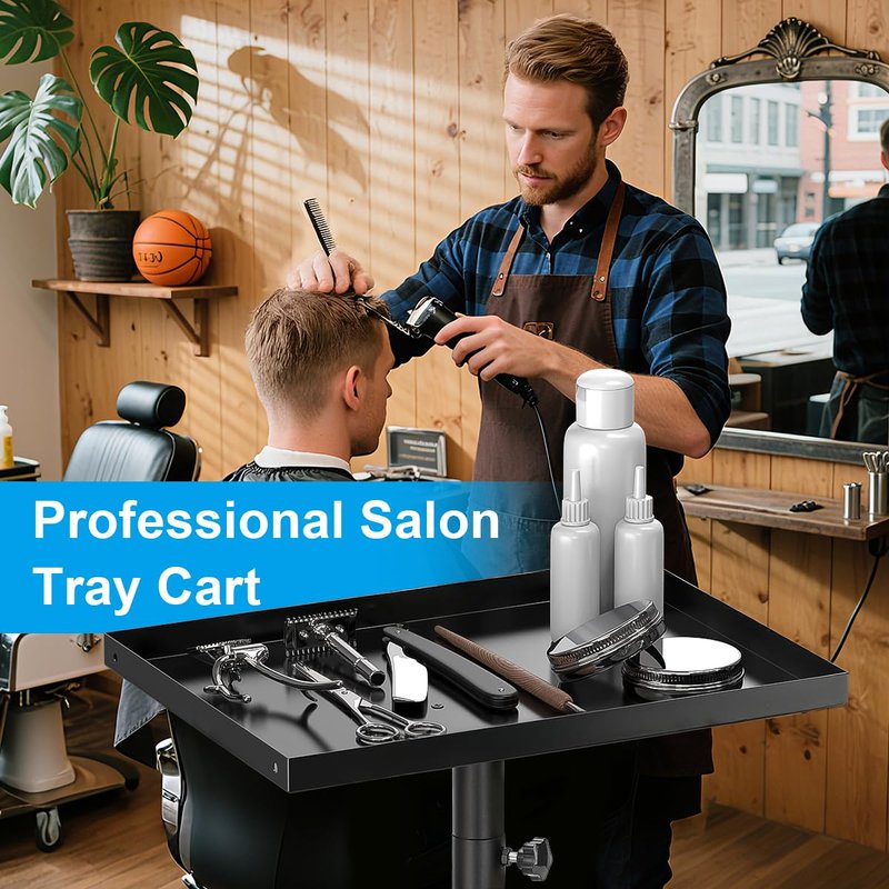 Salon Tray Cart Premium Metal Tattoo Tray Rolling Trolley Adjustable Height Storage Utility Cart for Clinic Spa Rolling Tray