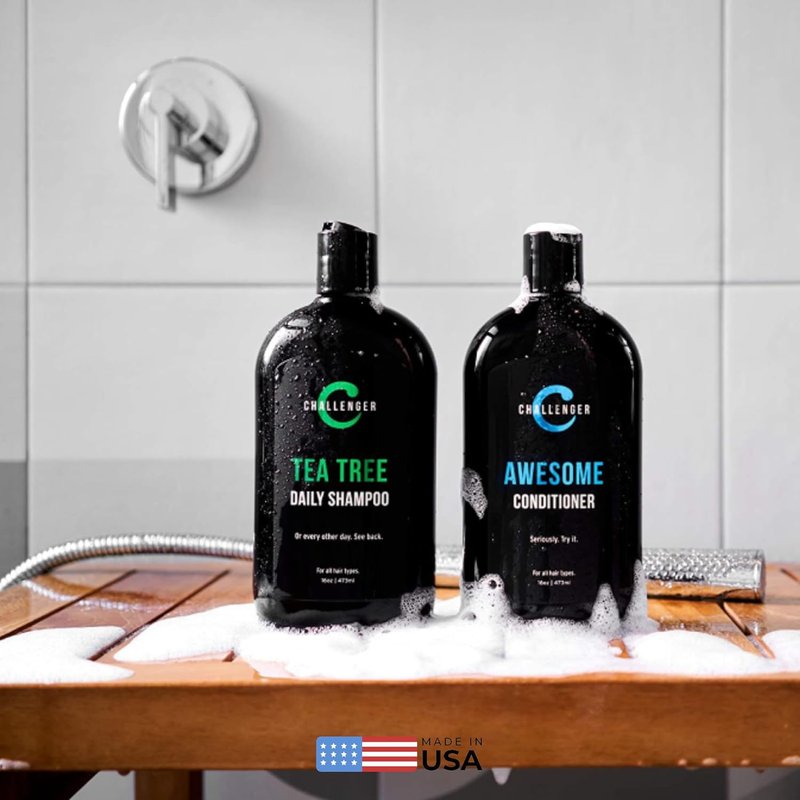 Challenger Tea Tree Shampoo & Peppermint Conditioner Combo - Itchy & Dry Scalp Relief | 2x 16oz
