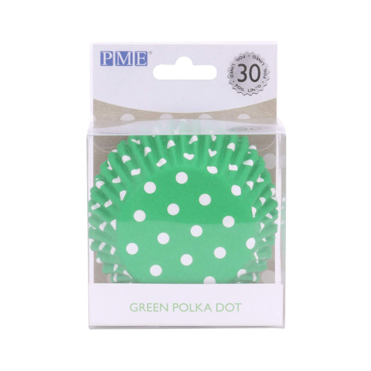 PME Green Polka Dot Paper Baking Moulds Foil Coated