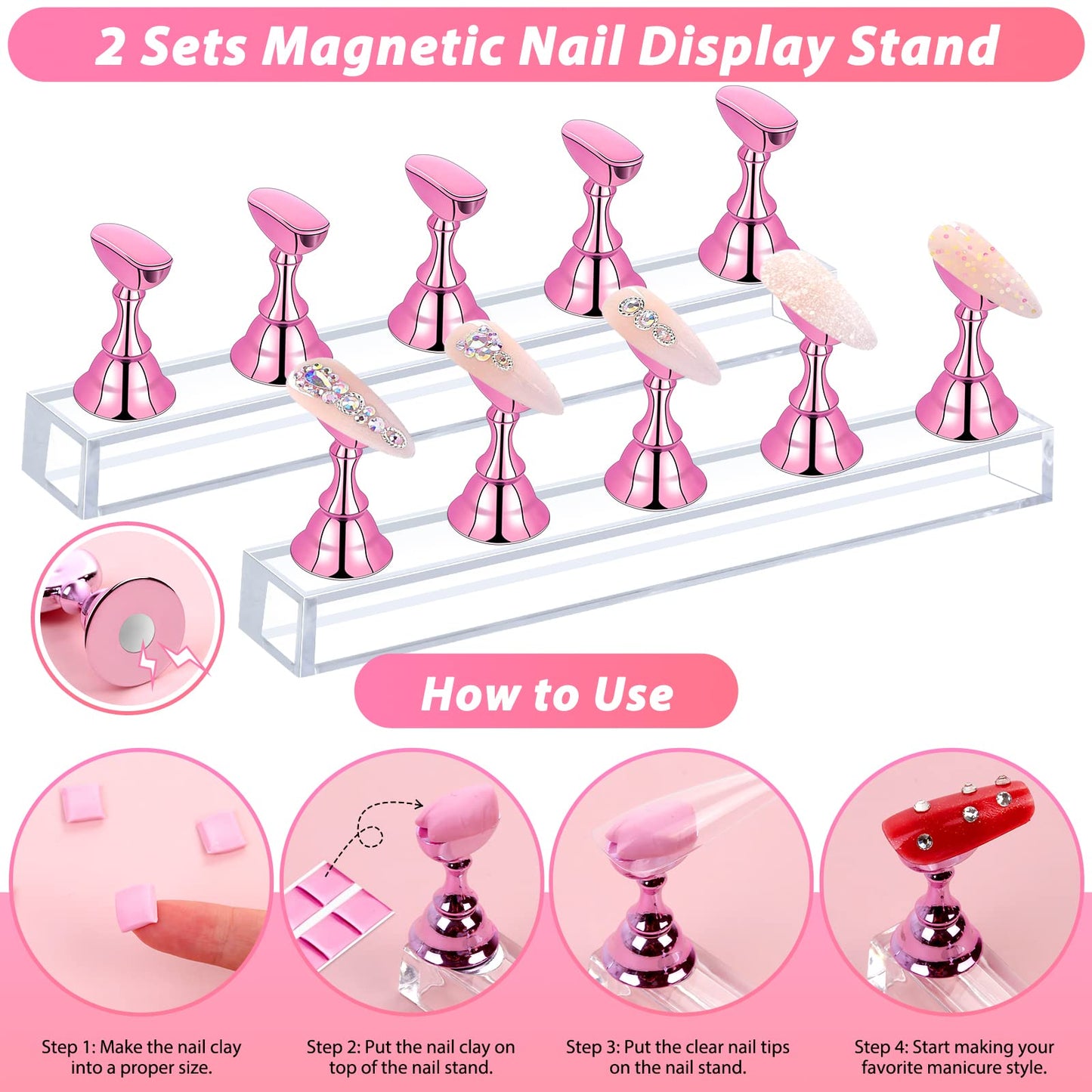 600PCS Clear Coffin Nail Tips Set Qinzave Clear Acrylic Nail Tips with Nail Glue Coffin Nails Full Cover with Nail Display Stand, Cuticle Nail Pusher Remover, Nail Files Buffer