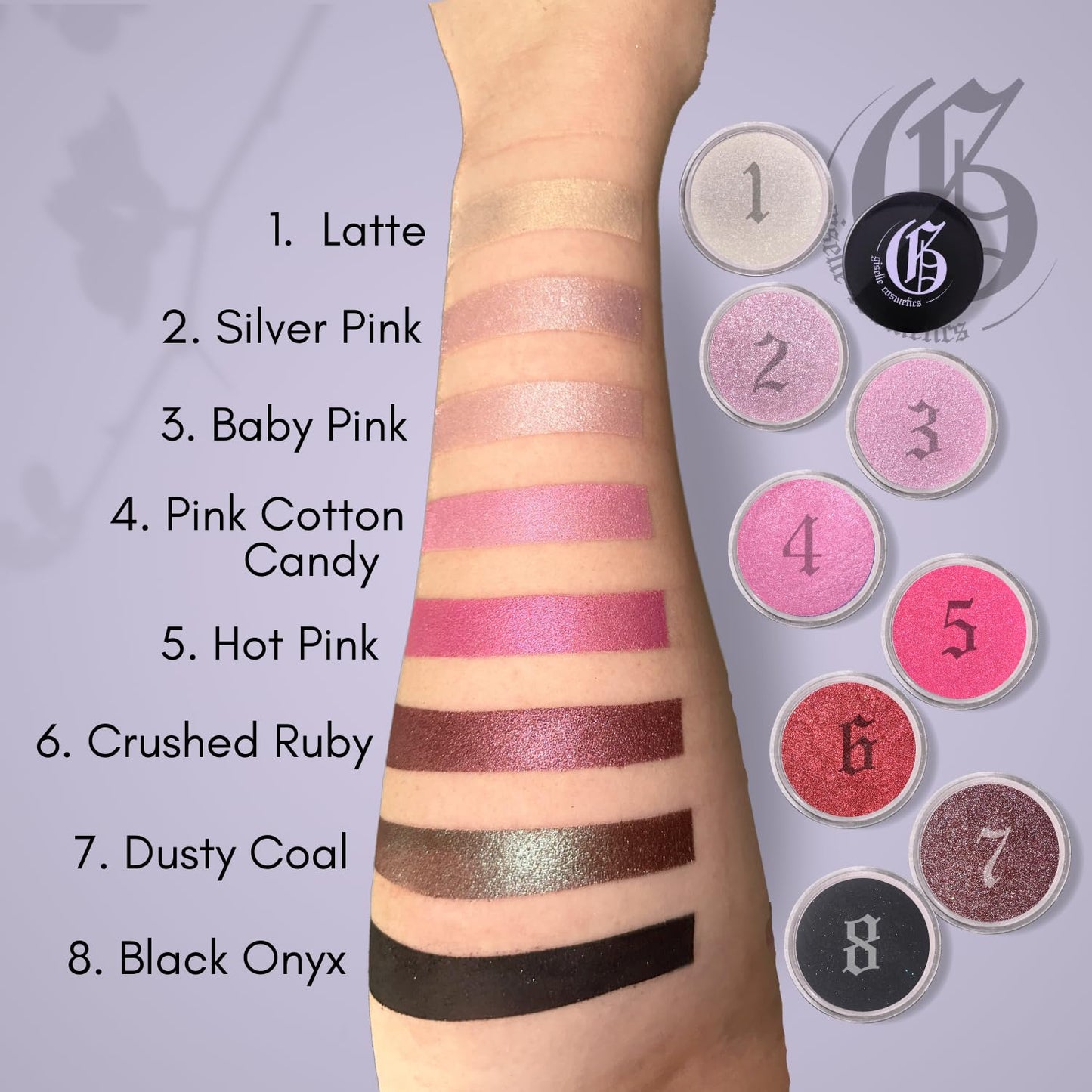 Giselle Cosmetics Pink Cotton Candy, Make Up Eyeshadow Palette: Matte, Glitter, and Shimmer Eye Shadow, Organic, Mineral Powder, Loose Pigment, Neutral Tones for Summer or Light Pink Look