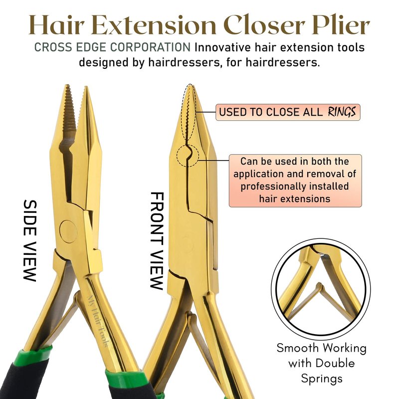 My Hair Tools Hair Extension Tools Kit – Micro Bead Closer & Remover Pliers, Pulling Loop, Needle Hook with Magnetic Case, Professional All-in-One Extension Tool Set