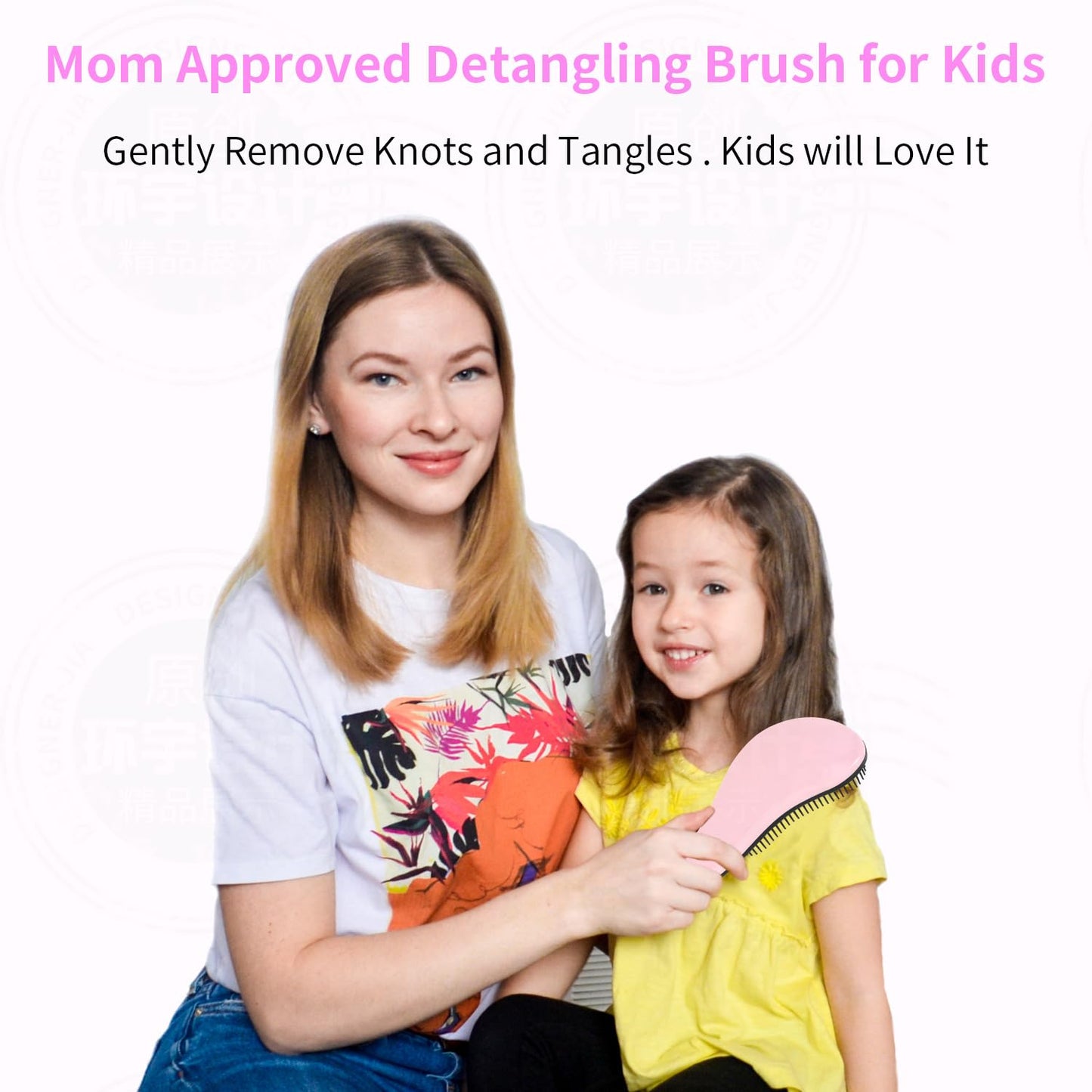 79STYLE 3pcs Detangler Brush Tangle Free Hair Brushes For Kids Knot Free No Pain Detangling Kids Hair Brush Combs For Curly Fine Hair (Size 7.4 Inch -Brush Lemon)