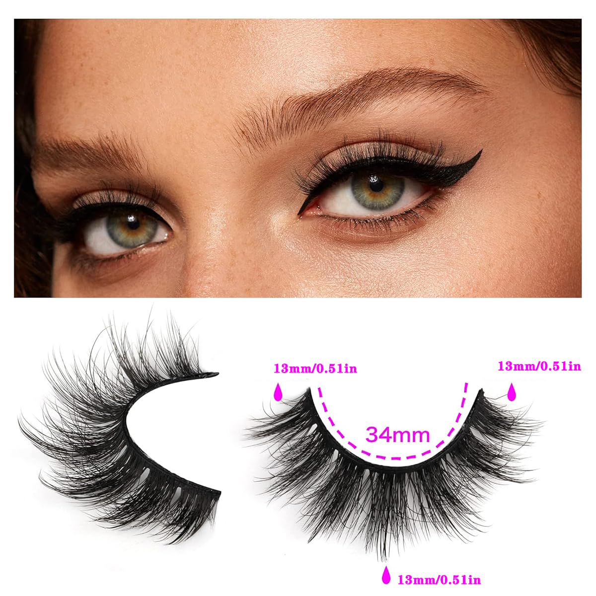 False Eyelashes Wholesale, 50 pairs Natural Look Eyelashes Mink Lash Pack Reusable Fluffy 12-14mm