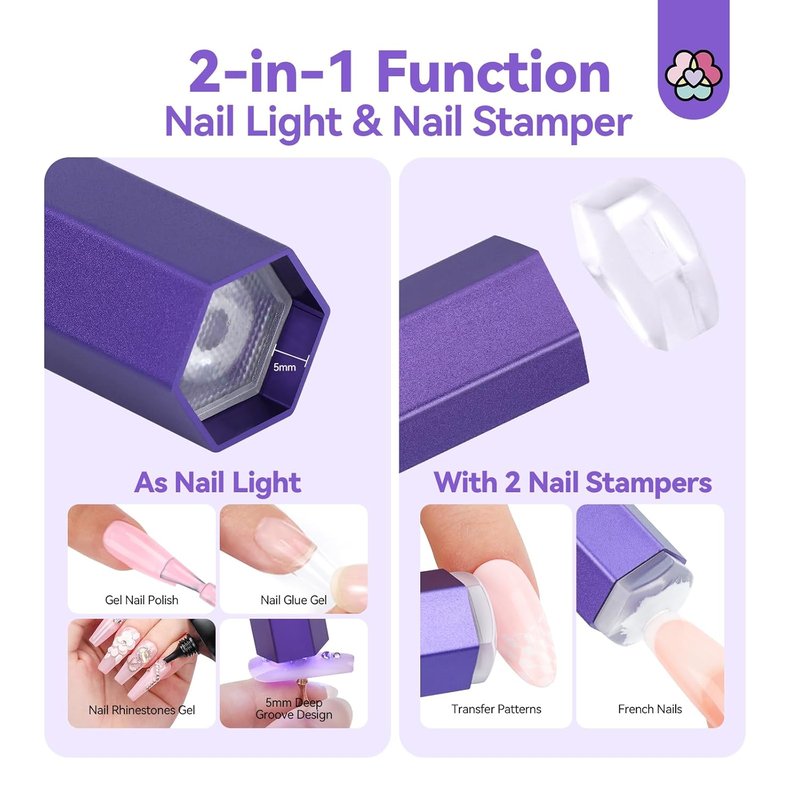 Handheld UV Nail Light - 2-in-1 Fast Curing & Nail Stamper | Wireless Magnetic LED with LCD Display