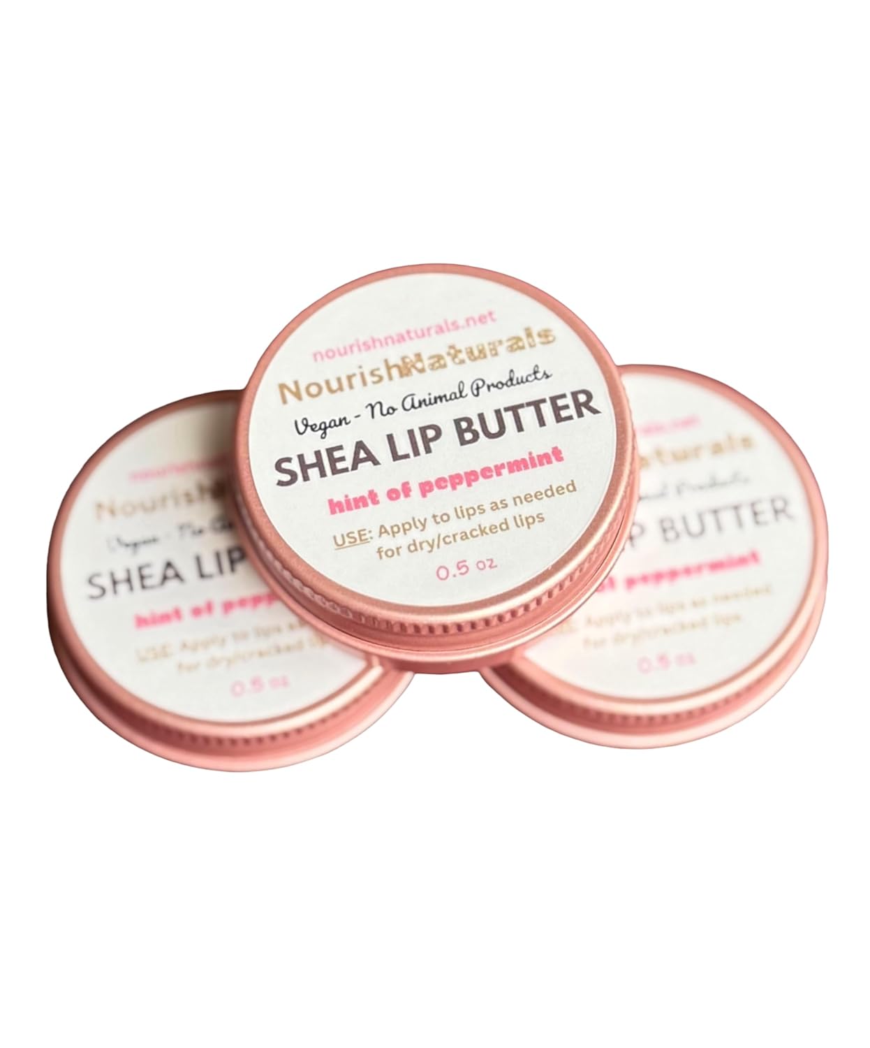 Shea Lip Butter - All-Natural Vegan Lip Balm for Long-Lasting Hydration | Pack of 3, Travel-Sized with Peppermint Oil