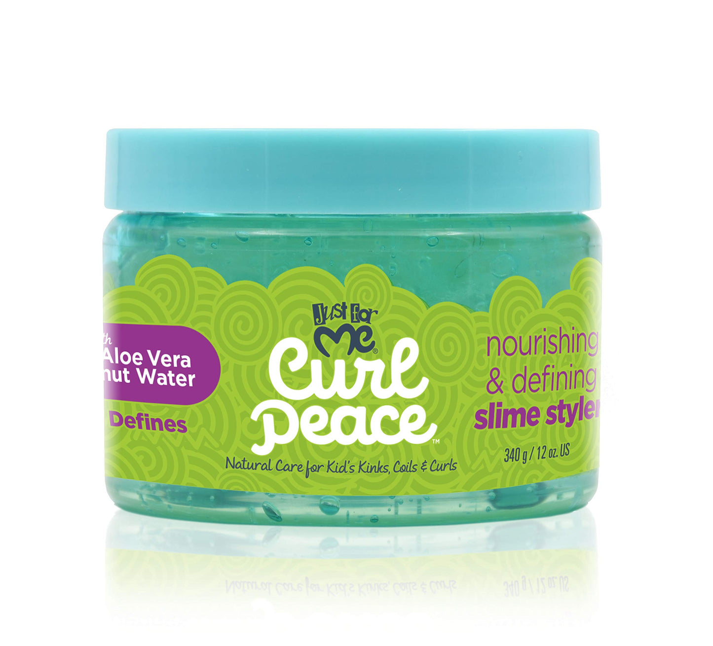 Curl Peace Just For Me Nourishing & Defining Slime Styler (3 Pack). Children’s weightless hair gel perfect for wash and go curl definition or texture setting. 12oz.