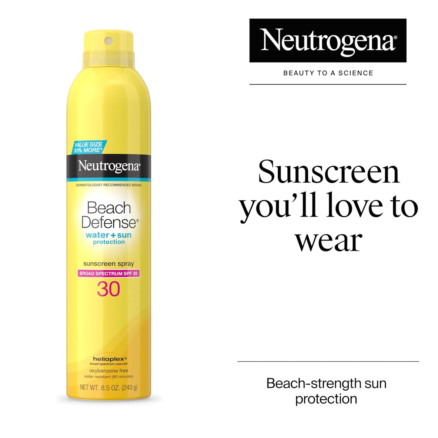 Neutrogena Beach Defense SPF 30 Sunscreen Spray - Lightweight, Fast Absorbing, Oxybenzone Free | 8.5 oz