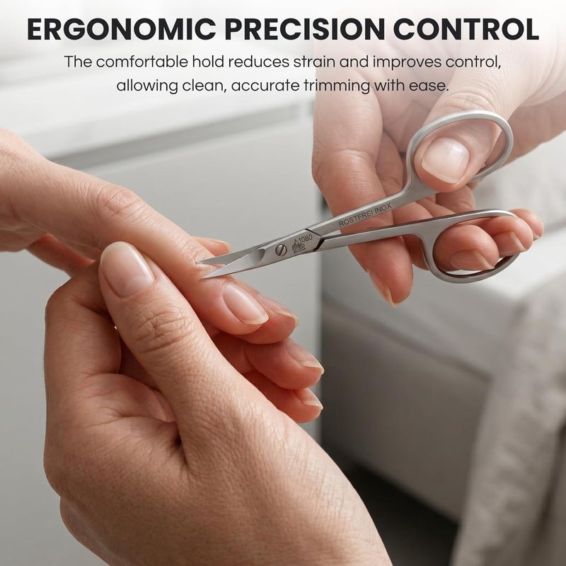 INOX Stainless Steel Cuticle Scissors - German Precision Cuticle Remover | Ergonomic Design