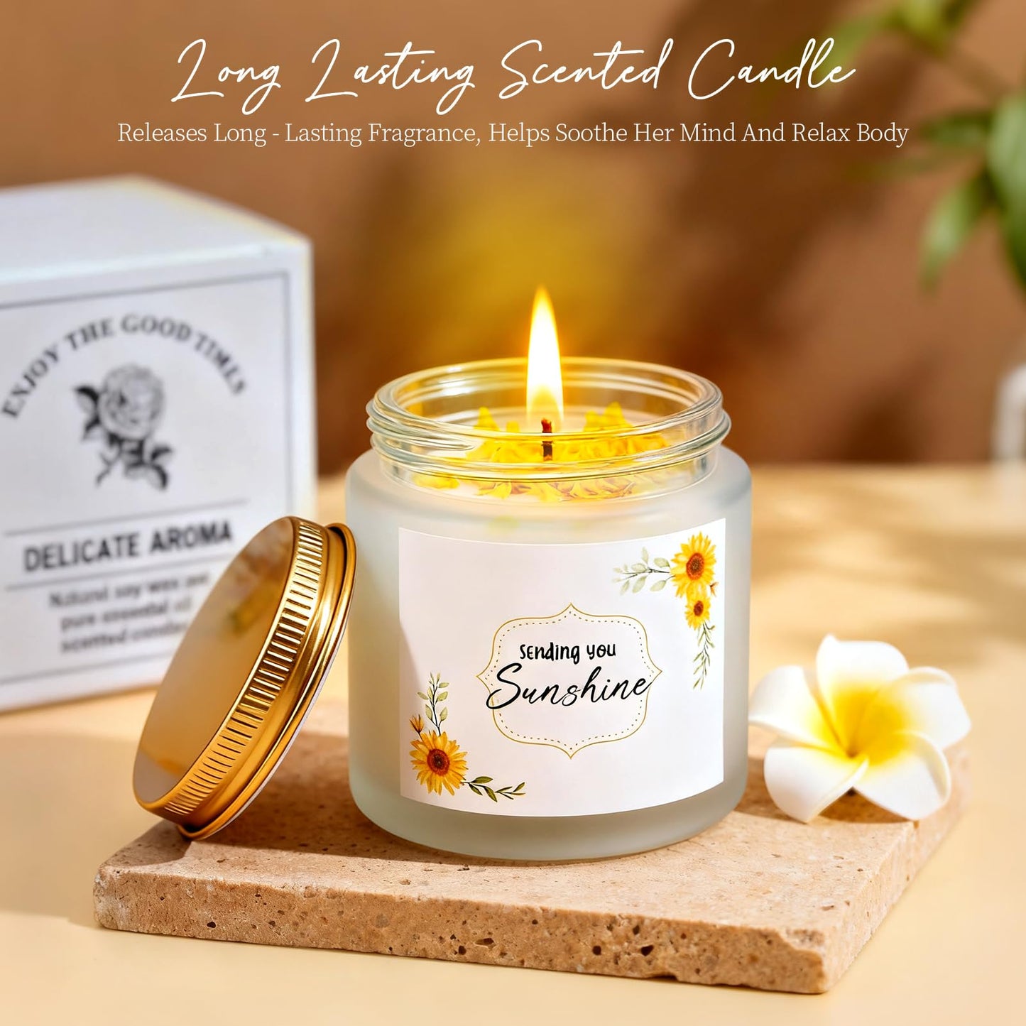 Golray Sunshine Gift Baskets for Women, Unique Birthday Gifts for Women, Self Care Spa Gifts for Her Best Friends Bestie Sister Mom Female,Get Well Soon Thinking of You Care Package