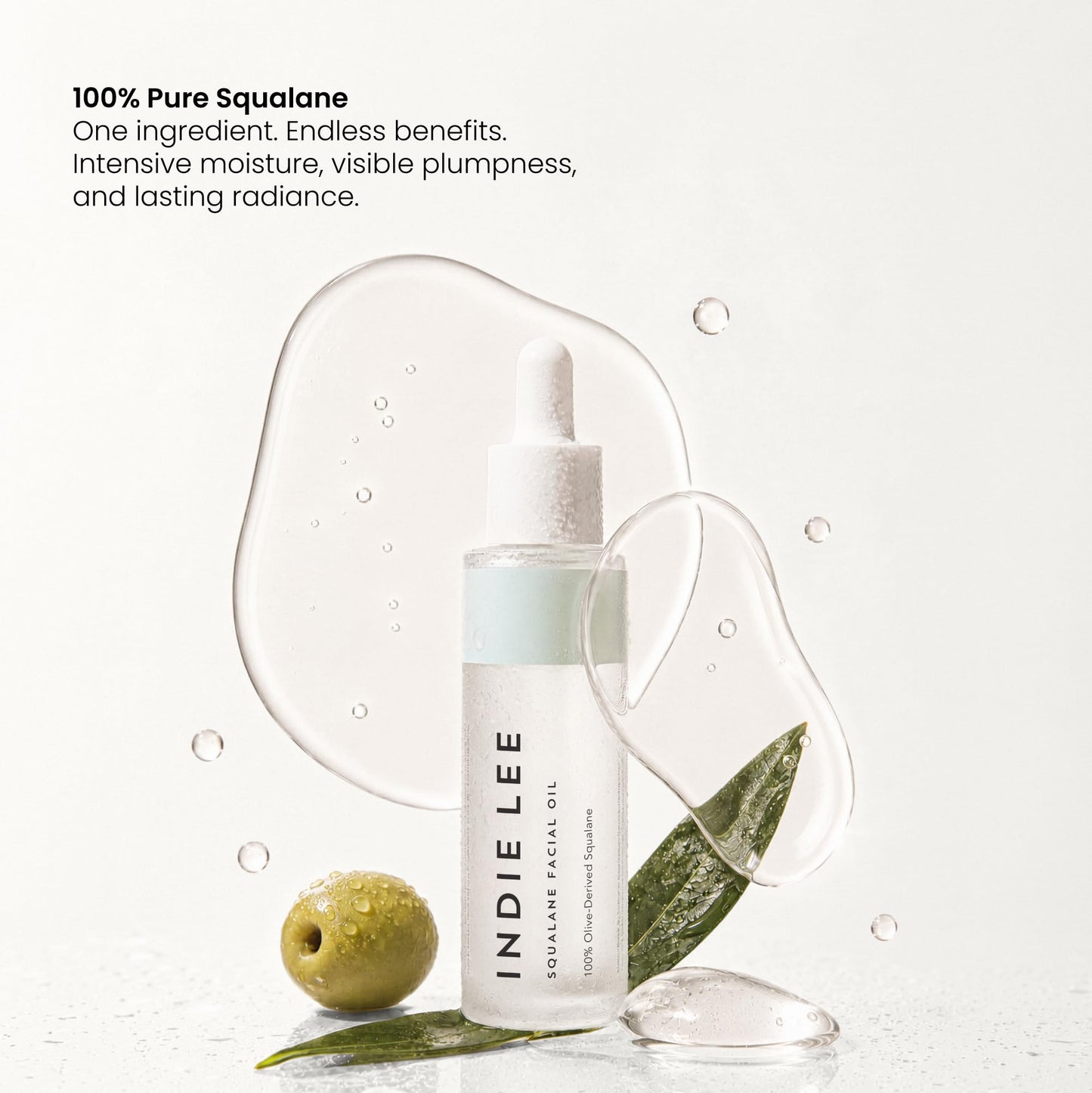 Indie Lee 100% Squalane Oil - Daily Face Oil & Hydrating Moisturizer for Dry Skin, Fine Lines and Wrinkles - Even Skin Tone, Brighten & Improve Texture (30ml)