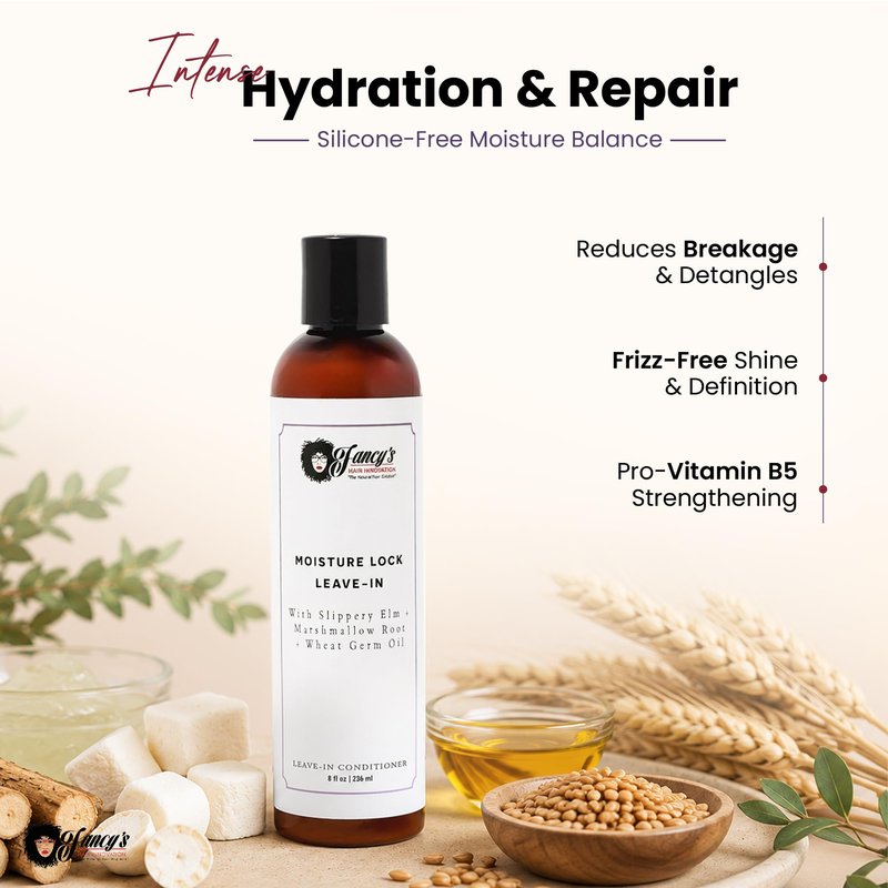 Fancy's Hair Innovation Moisture Lock Leave-in Conditioner, Lightweight, Silicone-Free, For Natural and Textured Hair, Hydrating, Detangling, With Slippery Elm and Marshmallow Root