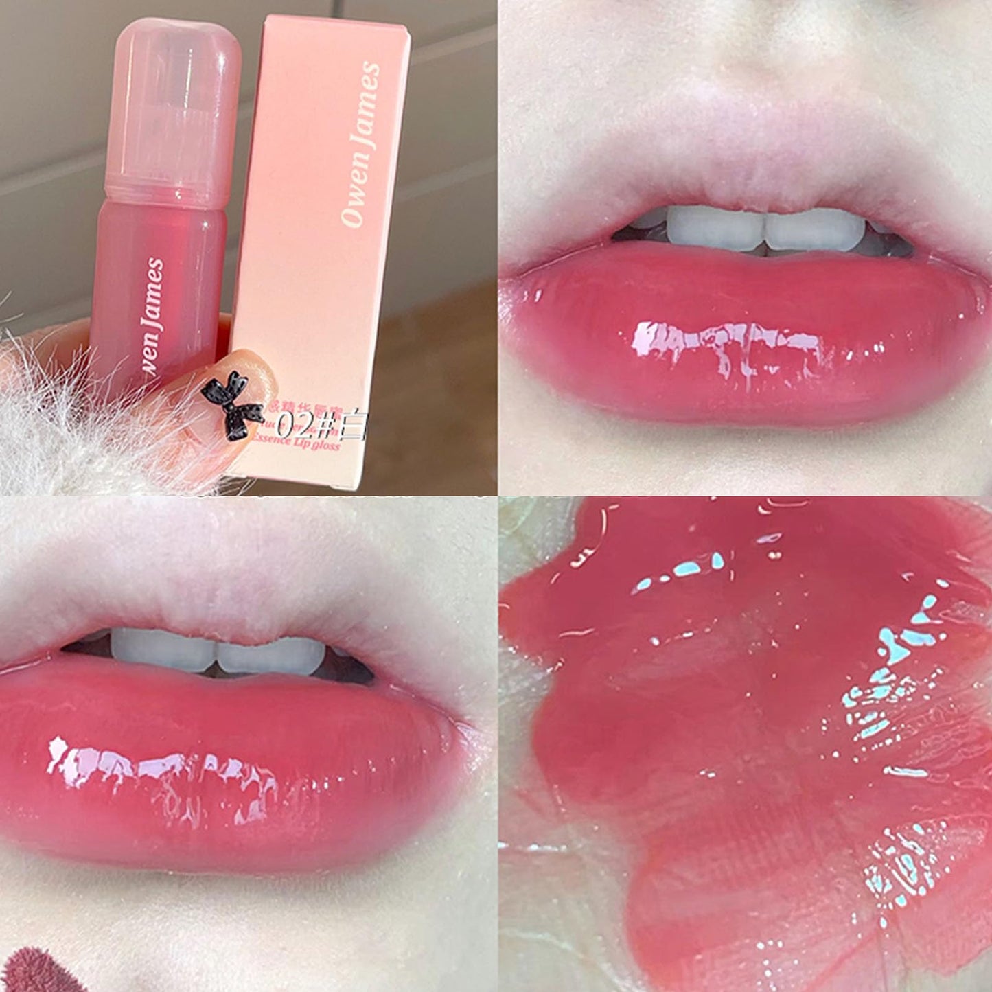 DENESTUP 4 Colors Hydrating Lip Gloss Set, Jelly Liquid Lipstick Shine Glass Finish Smooth Soft Moisturizing and Glossy Lip Gloss Pink Lipgloss Lip for Women