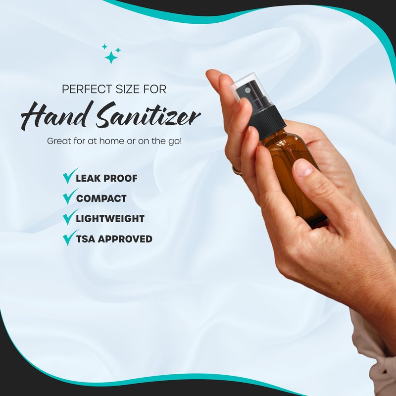 Nevlers Amber Glass Spray Bottles Small 1 Oz 48 PK | Mini Spray Bottle Set w/Amber Bottles, Shrink Wrap, Labels, Marker, Funnel & Brush | Travel Size Mist Bottle For Use as Oil Mister & Hair Mister