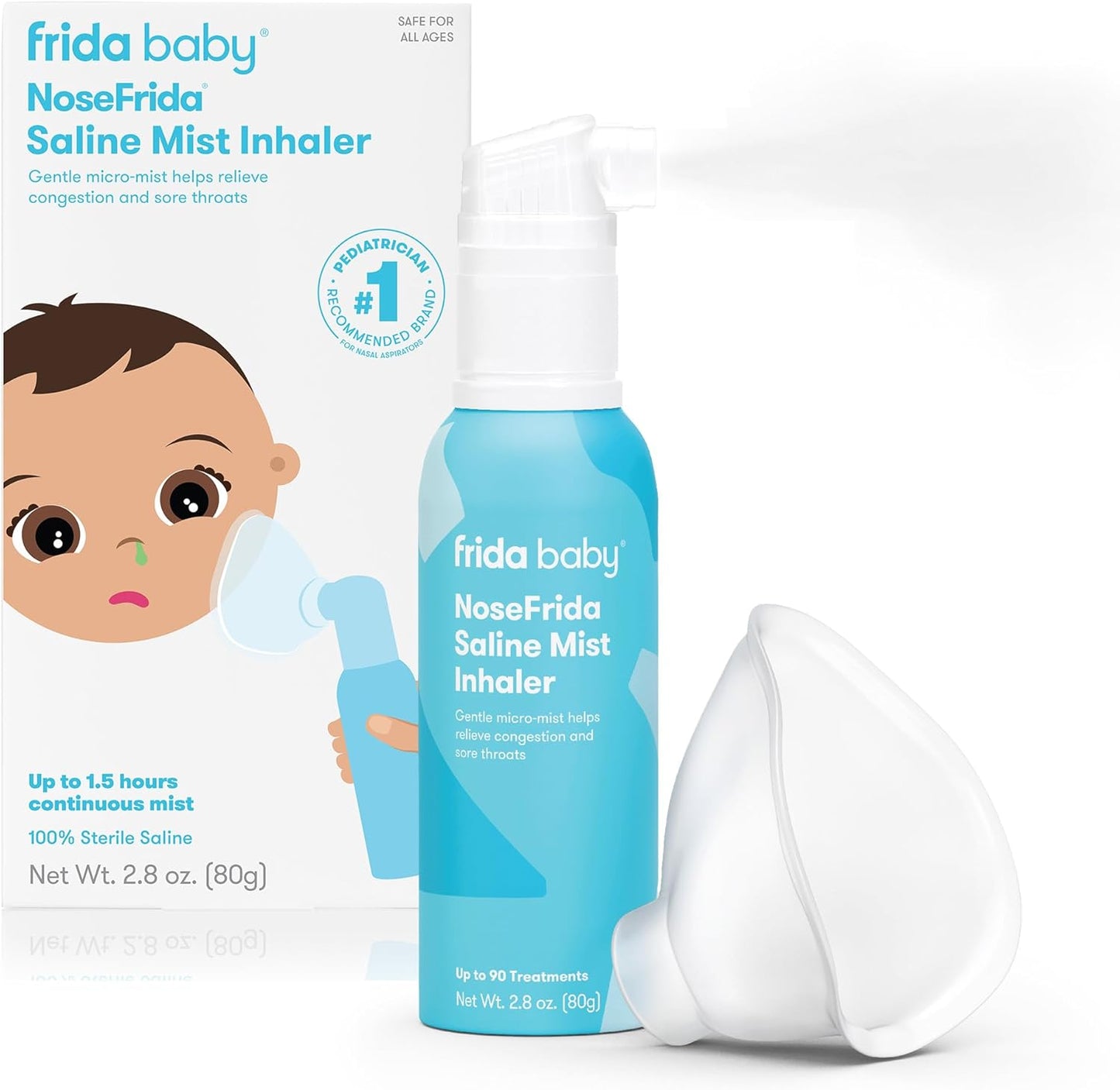 Frida Baby Saline Mist Nasal Inhaler - Decongestant Spray for Kids | Soothes Stuffy Nose & Sore Throat