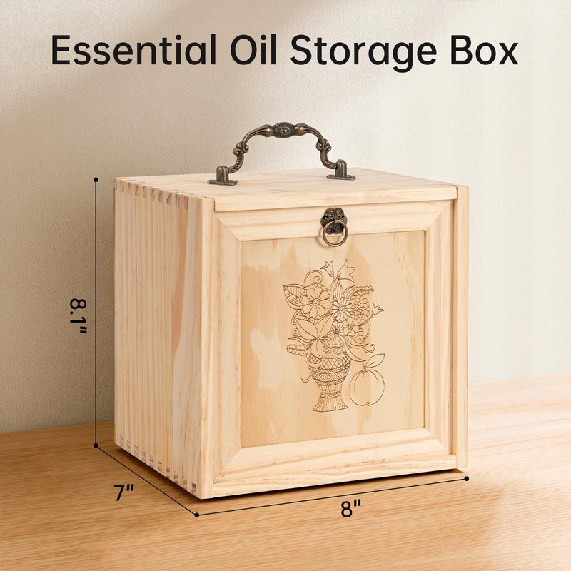 TORIBIO Essential Oil Storage Box for 40 Bottles, Wooden Essential Oils Holder Organizer Holds 5-30ml for Young Living & Doterra Bottles