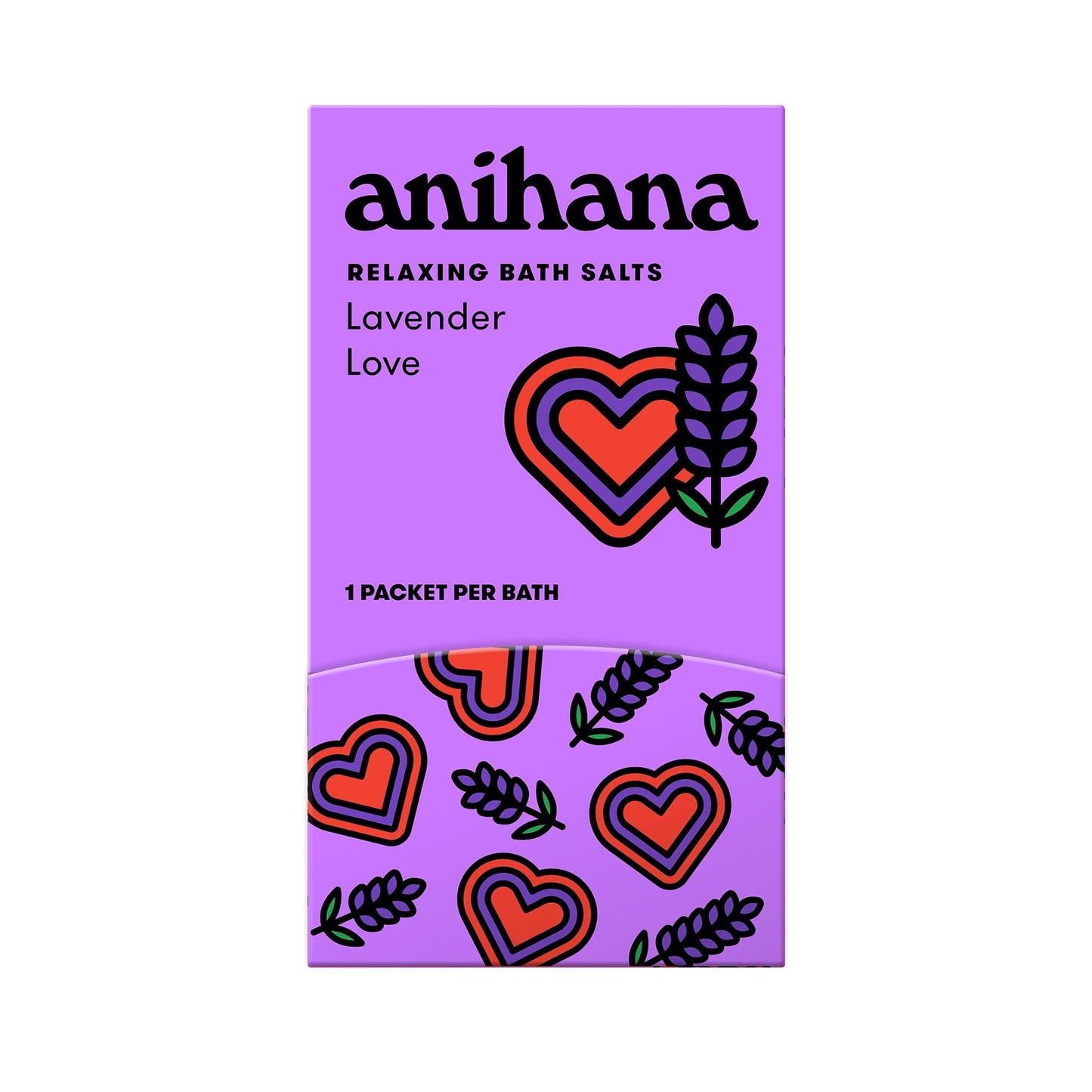 ANIHANA Relaxing Bath Salts, Muscle Soaking Aid with Coconut Oil, Helps Ease Aches and Pains, Relaxing Lavender Love Scent, 15pk