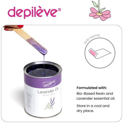 Depileve Strip Wax for Hair Removal - Lavender Rosin Wax for Sensitive Skin - Full-Body - Ideal for Delicate Areas - Moisturizing Strip - for Salon and At-Home Use - 14 oz