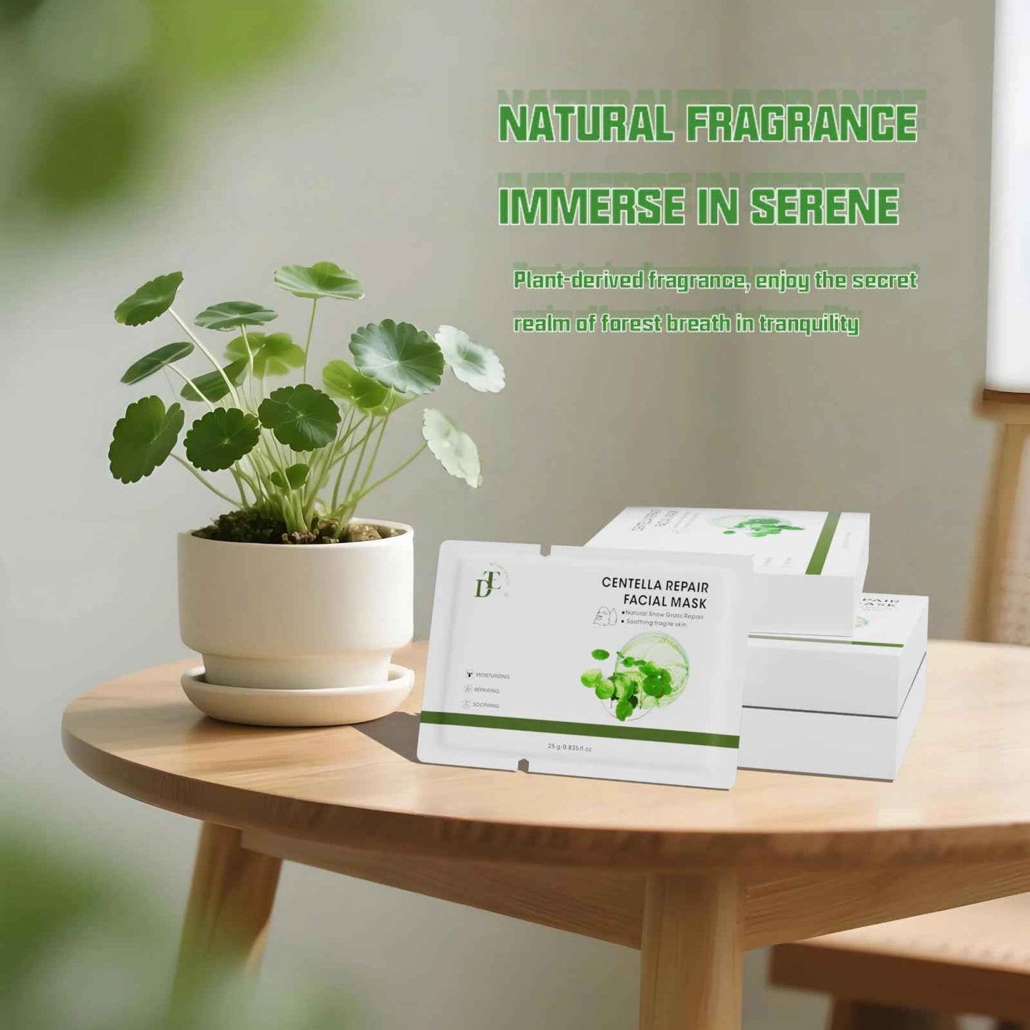 DTE NATURAL BEAUTY Centella Face Mask Sheet – Hydrating & Soothing Skincare for Sensitive & Dry Skin, Moisturizing Facial Masks for Women, Home Spa & Self-Care Gift Set