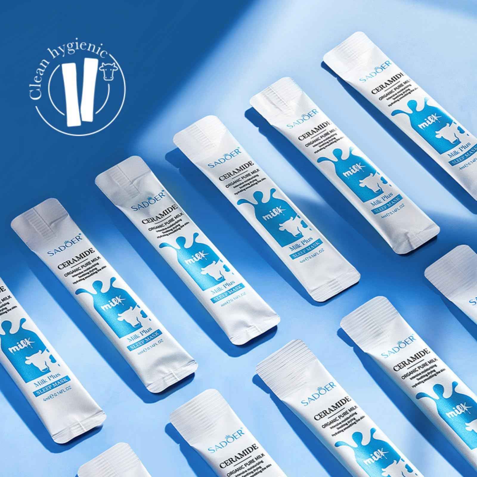 Repima For SADOER Organic Pure Milk Sleep Mask,Deep cleansing and moisturizing facial masks,Brightens skin tone,Rejuvenating and Smoothing Masks,Facial Mask Patches 4ml×20pcs