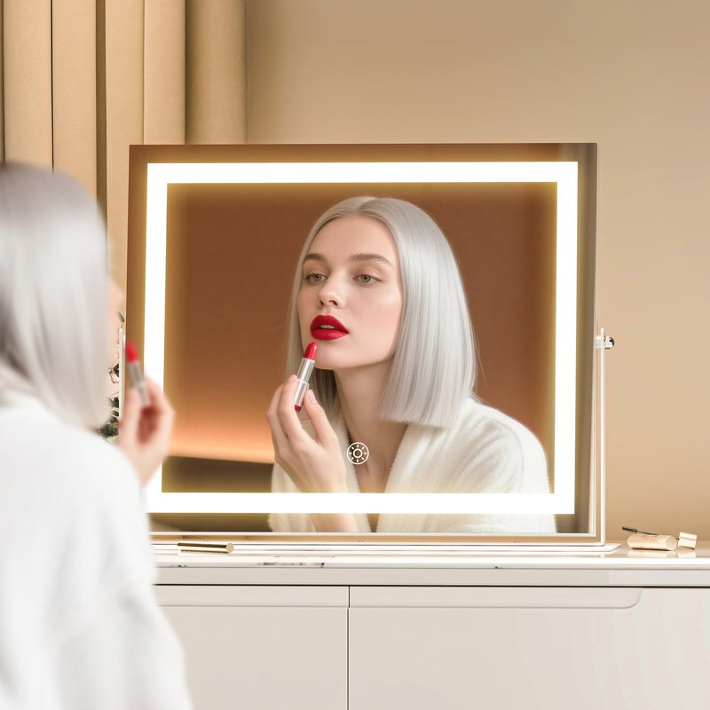 MINISO Vanity Mirror with Lights-15" x 11.4" LED Makeup Mirror, 3 Color Modes Touch Control and Brightness Adjustment Lighting Mirror, 10X Magnifying Glass, 360° Rotation