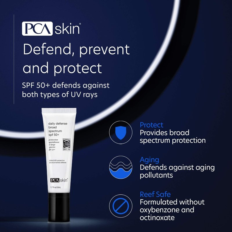 PCA SKIN Daily Defense Broad Spectrum SPF 50+ - Anti Aging Zinc Oxide Face Sunscreen Lotion for UVA/UVB Protection, Reef-Friendly, Oxybenzone & Oil-Free Formula (1.7 fl oz)