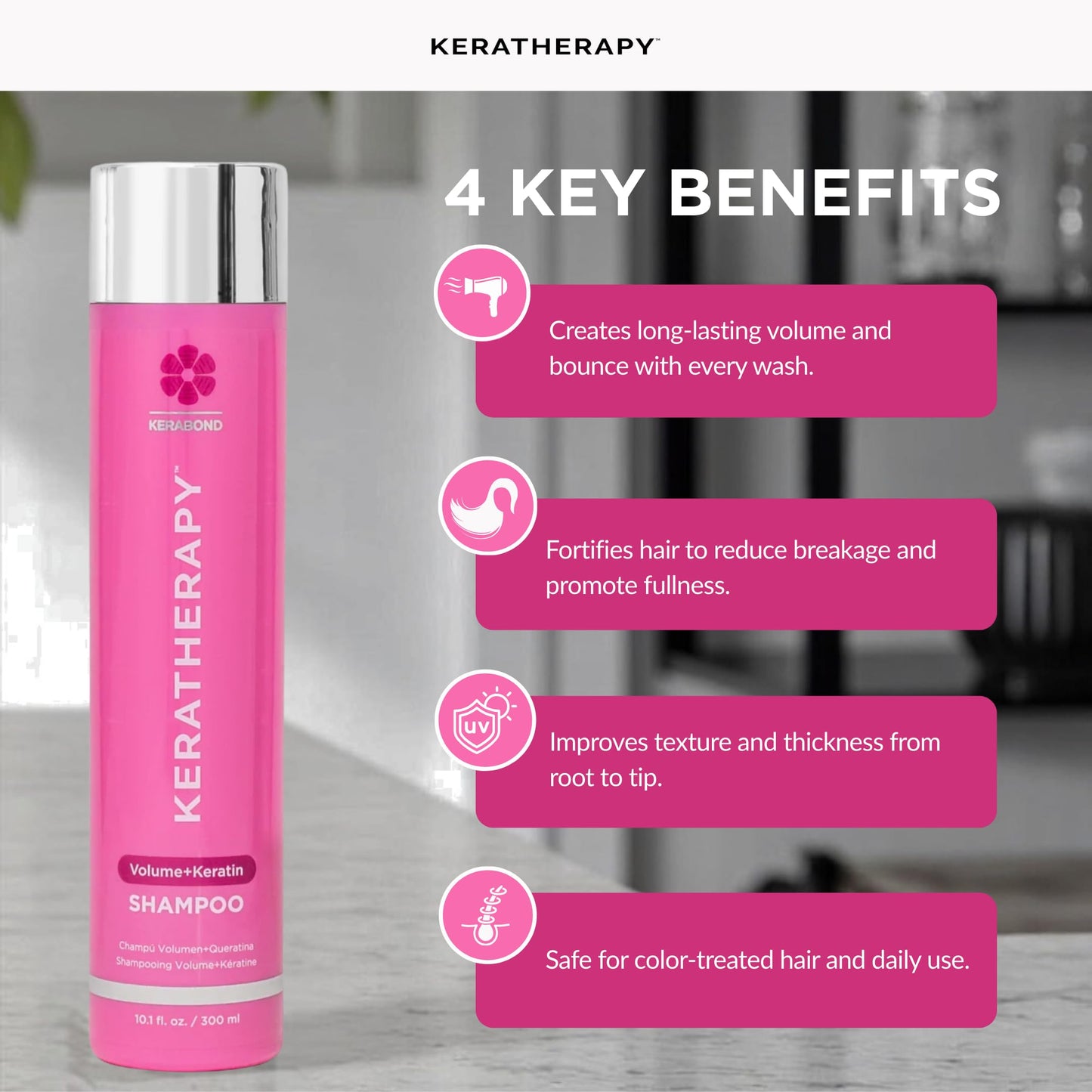 Keratherapy Keratin Infused Volume Shampoo, 10.1 fl oz, 300 ml - Volume Shampoo for Thin Hair - Kerabond Technology with Hemp Seed Oil, Indian Laurel Extract, Sea Kelp & Hydrolyzed Silk
